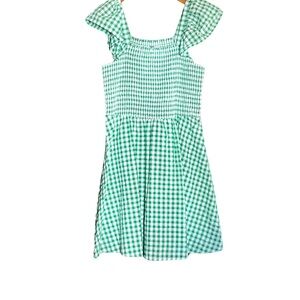 Old Navy Green and White Smocked Sundress with Flutter Cap Sleeves